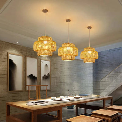 Brilo Woven Bamboo Pendant Light