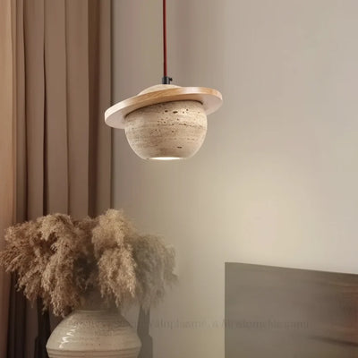 Brevi Saturn Travertine Pendant Light