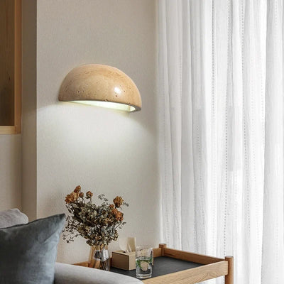 Cyri Semi Bowl Travertine Wall Light