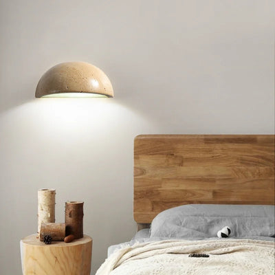 Cyri Semi Bowl Travertine Wall Light