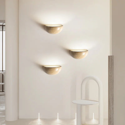 Cyri Semi Bowl Travertine Wall Light