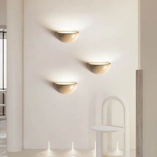 Cyri Semi Bowl Travertine Wall Light