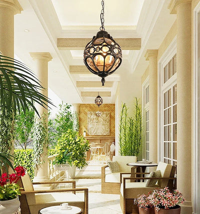 Bazi Globe Cage Outdoor Pendant Light