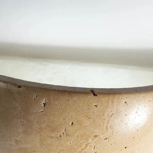 Cyri Semi Bowl Travertine Wall Light