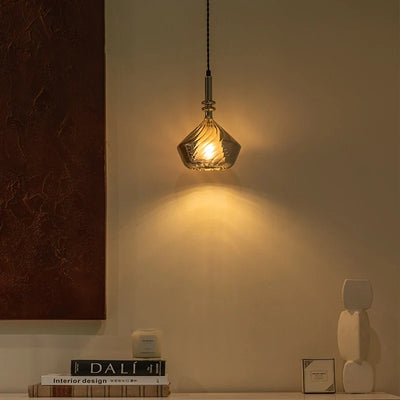 Bezi Diamond Spiral Ribbed Pendant Light