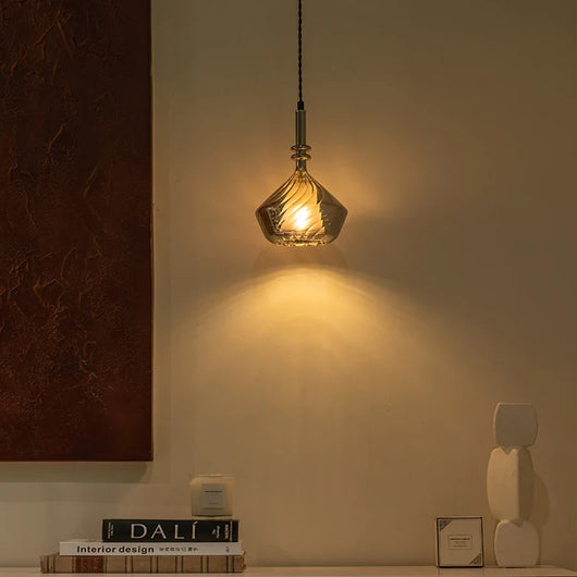Bezi Diamond Spiral Ribbed Pendant Light