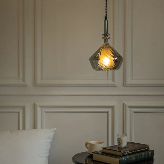 Bezi Diamond Spiral Ribbed Pendant Light