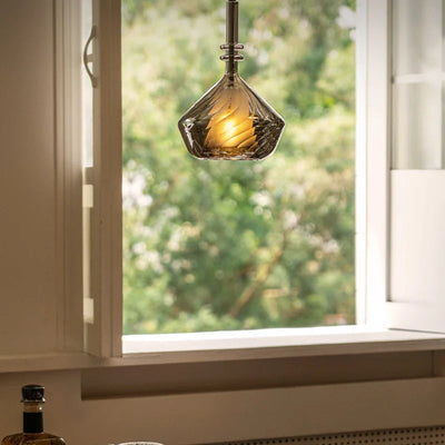 Bezi Diamond Spiral Ribbed Pendant Light