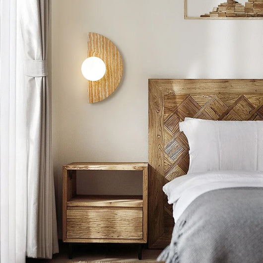 Briw Travertine Half Moon Wall Light