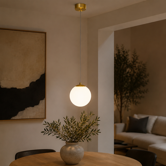 Aurell Glass LED Pendant Light in a natural lifestyle setting