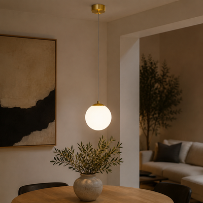 Aurell Glass LED Pendant Light in a natural lifestyle setting
