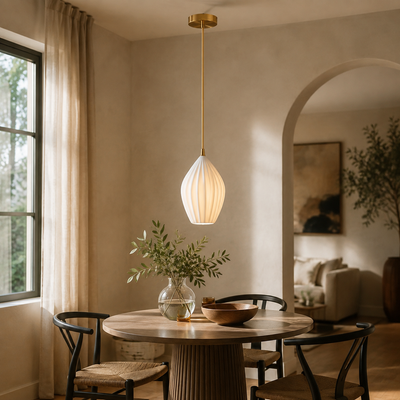 Ariv Ribbed Bell Cluster Pendant Light in a natural lifestyle setting