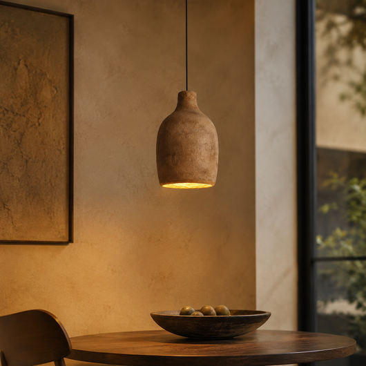 Briv Drum Downlight Pendant Light in a natural lifestyle setting