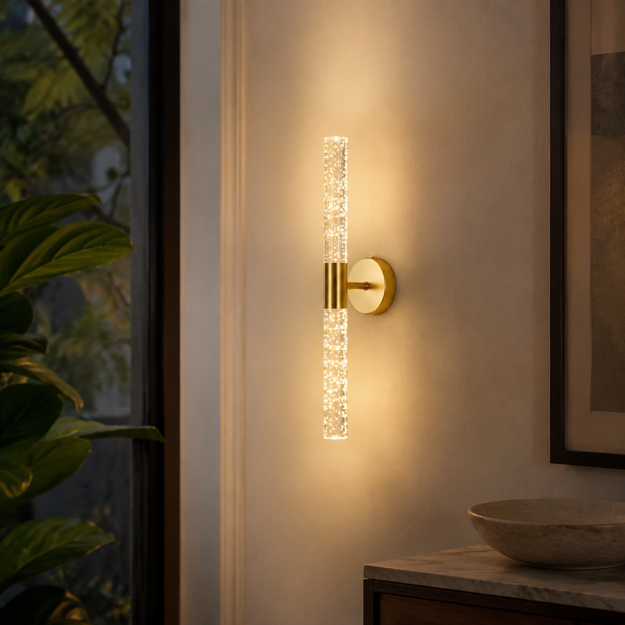 Aero Bubble Crystal Wand Wall Light in a natural lifestyle setting