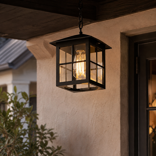 Asin Farmhouse Square Chain Pendant Lantern in a natural lifestyle setting