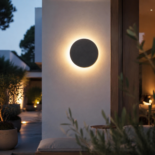 Aves LED Backlit Outdoor Wall Light in a natural lifestyle setting