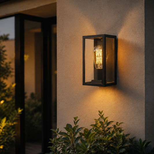 Axel Rectangular Box Outdoor Wall Light in a natural lifestyle setting