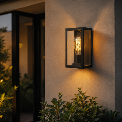 Axel Rectangular Box Outdoor Wall Light in a natural lifestyle setting