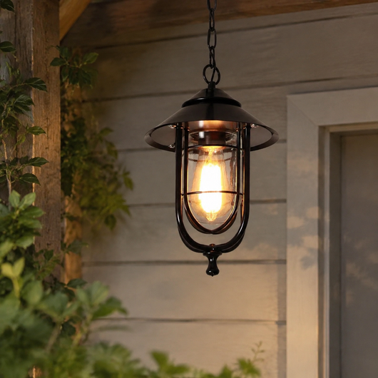Bave Nautical Cage Outdoor Pendant Light in a natural lifestyle setting