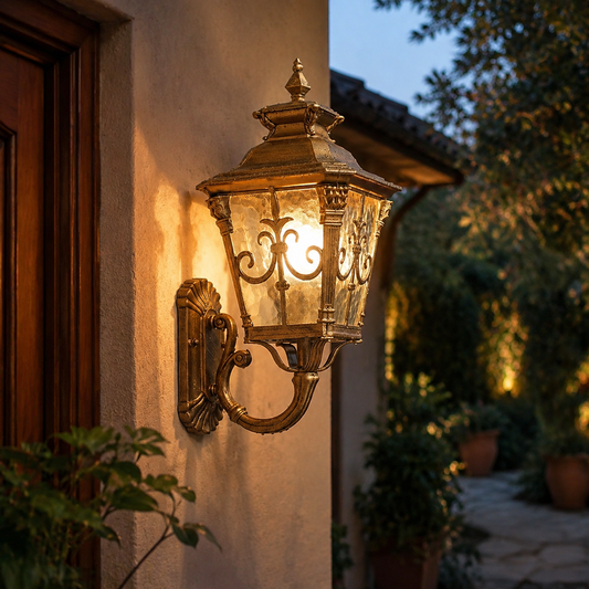 Beke Lantern Outdoor Wall Light in a natural lifestyle setting