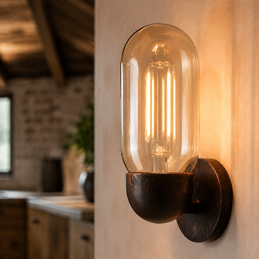 Brel Loft Hurricane Wall Light in a natural lifestyle setting